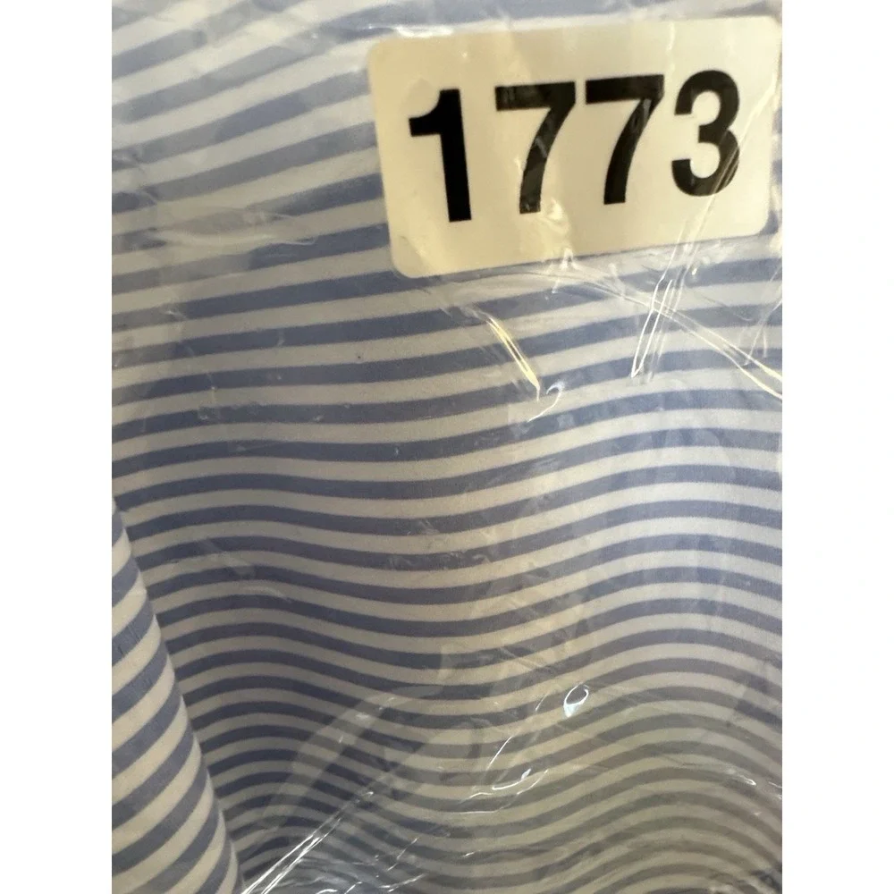 rlx ralph lauren Golf polo shirt mens XXL Blue White Striped Wicking Short‎ Slvs